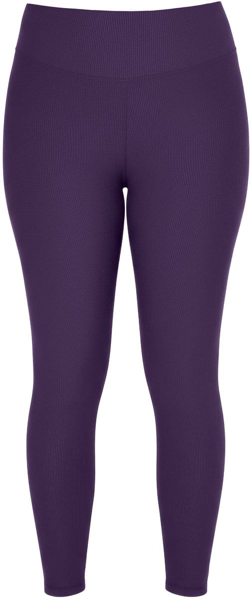 Studio Untold - Dames - Geribbelde legging strakke pijpen elastische tailleband - Aubergine - Maat 42+