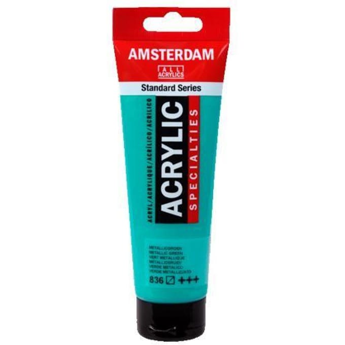 Peinture acrylique - AMSTERDAM - 120 ml - Vert métallisé - Résistant à la lumière - Satiné