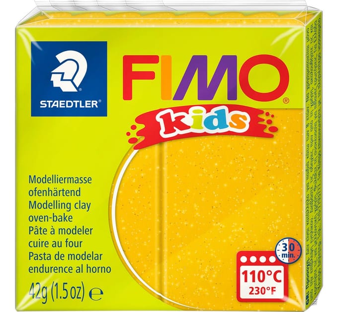 FIMO kids 8030 - ovenhardende boetseerklei - blokje 42 g - glitter goud