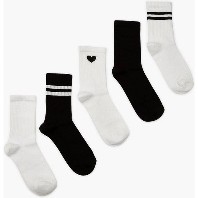 boohoo Dames 5 Pack Sports Socks | Blackwhite