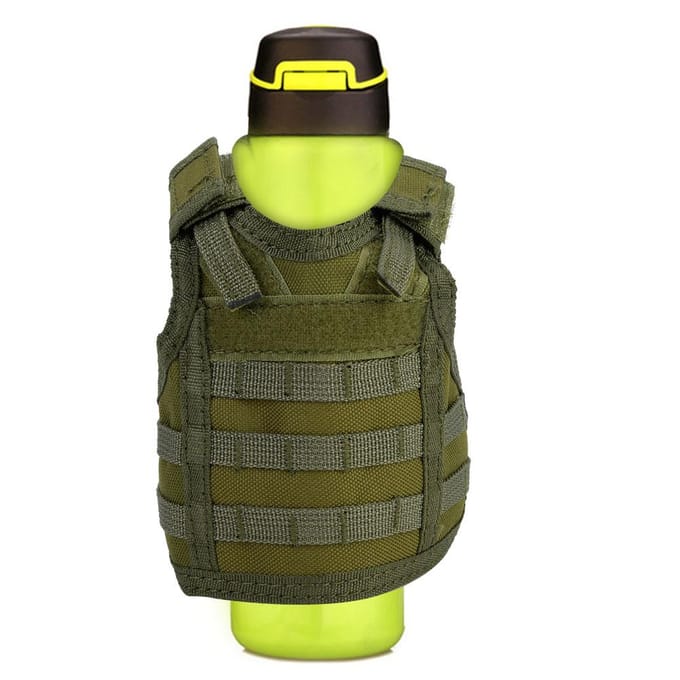 Bier Vest Militair Mini Miniatuur Drankfles Blikhouder met Verstelbare Banden(legergroen)