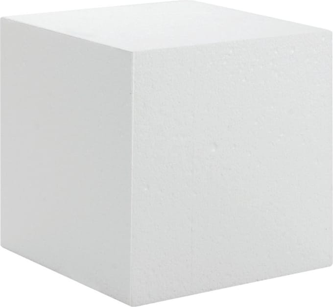 Hobby/knutsel piepschuim kubus blok - 20 x 20 cm - wit - figuren om te knutselen