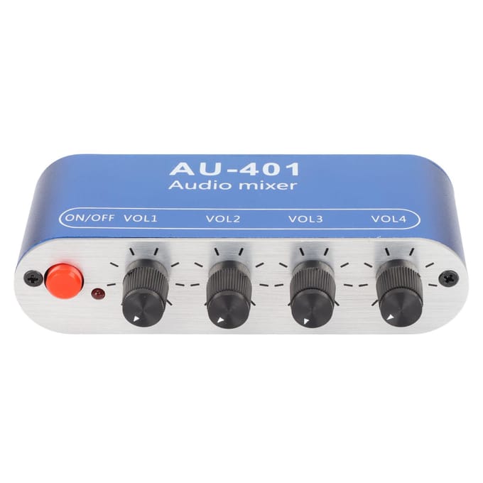 Mini Stereo Mixer 4 in 1 Uit Volume Aanpassing 3.5mm Geluidsselector Versterker voor PC Laptop blue
