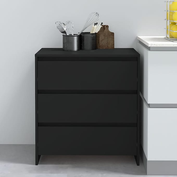 vidaXL - Dressoir - 70x41x75 - cm - bewerkt - hout - zwart