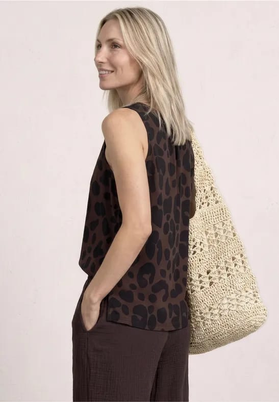 Top met ronde hals en zebraprint