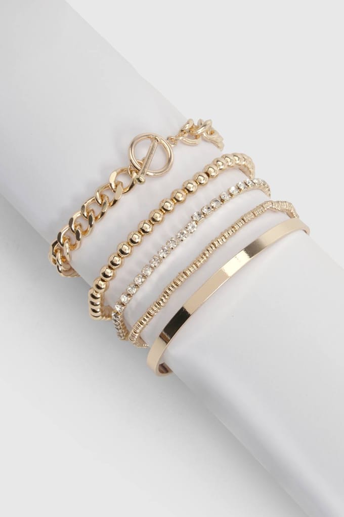 boohoo Dames Gouden Stapel Armbanden 5-pack