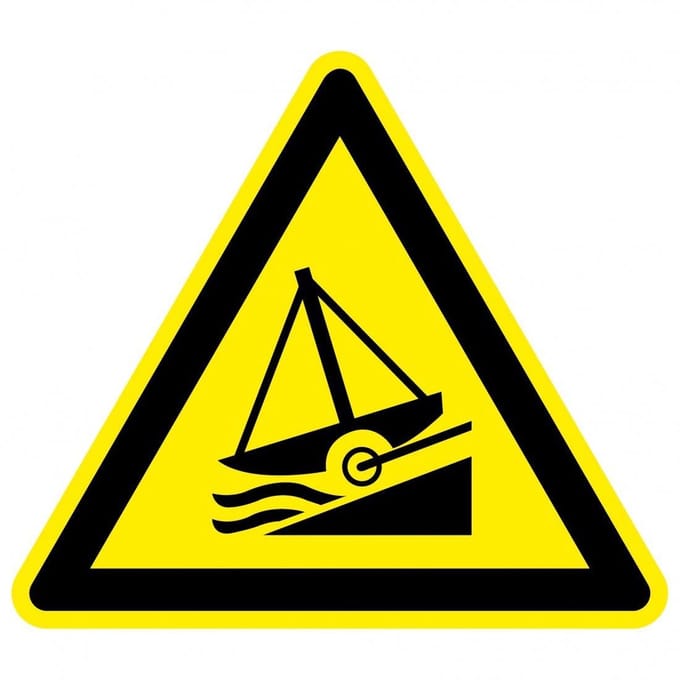 Waarschuwingsbord botenhelling - kunststof - W044 100 mm