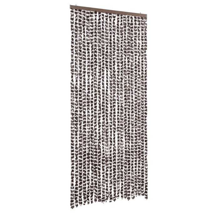 vidaXL - Vliegengordijn - 90x220 - cm - chenille - bruin - en - wit