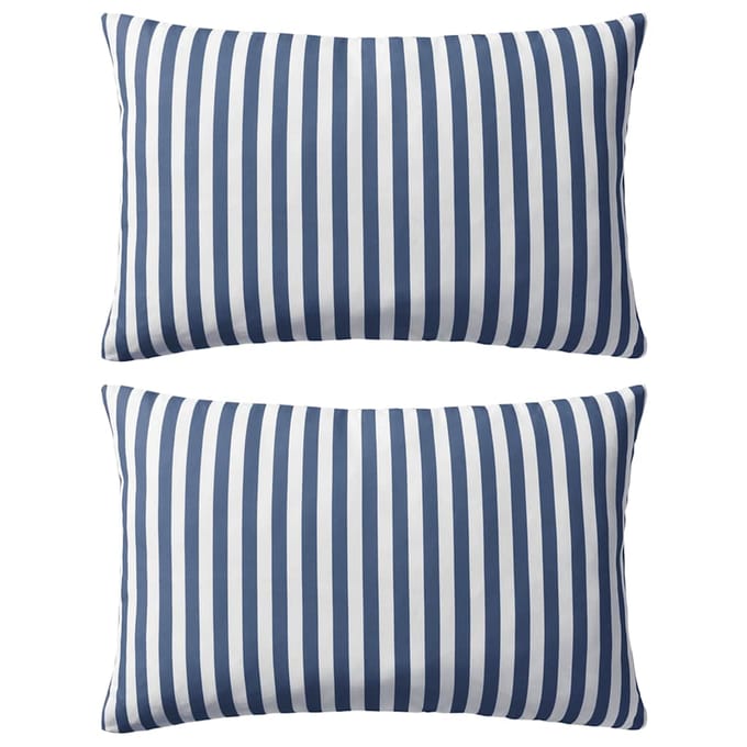 vidaXL - Buitenkussens - 60x40 - cm - gestreept - marineblauw - 2 - st