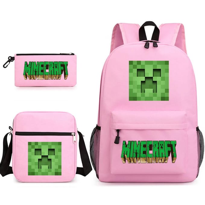 Minecraft Schooltas Game Merchandise Student Grote Capaciteit Print Drie Delige Schooltas Mannen En Vrouwen Three-piece set