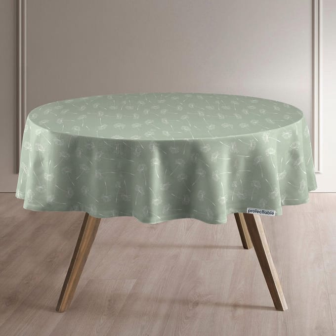 Protecttable - Rond Tafelzeil Pluizenbloem Groen Ø138cm - Tafelkleed Afwasbaar - Kunststof