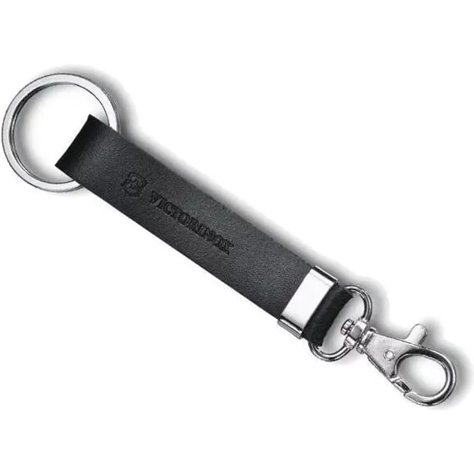 Leren sleutelhanger met riemlus + karabijnhaak Victorinox
