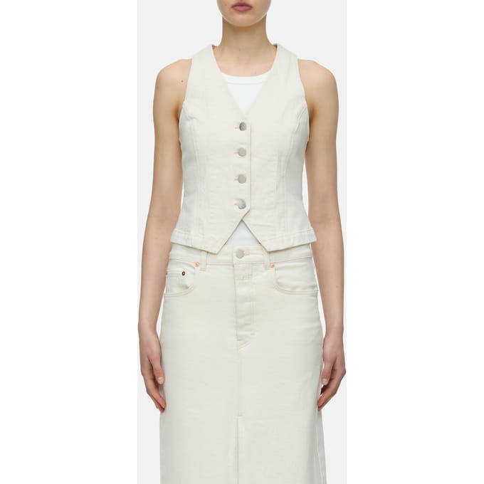 Closed Fitted Denim Waistcoat Shirts & Blouses Ivory Taglia: M | Gilet Outlet | Donna | Blu