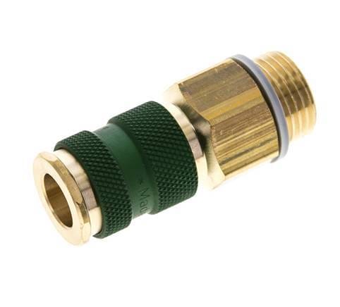 Messing DN 7.2 (Euro) Groen-Coded Luchtkoppeling Snelkoppeling G 1/2 inch Buitendraad - CLS7-M-B-GRE-P-CD-012
