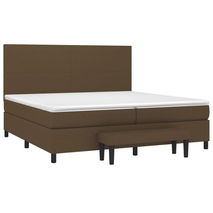 vidaXL - Boxspring - met - matras - stof - donkerbruin - 200x200 - cm