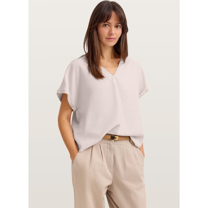 Bugatti Damen Blouse met korte mouwen en V-hals van licht modal