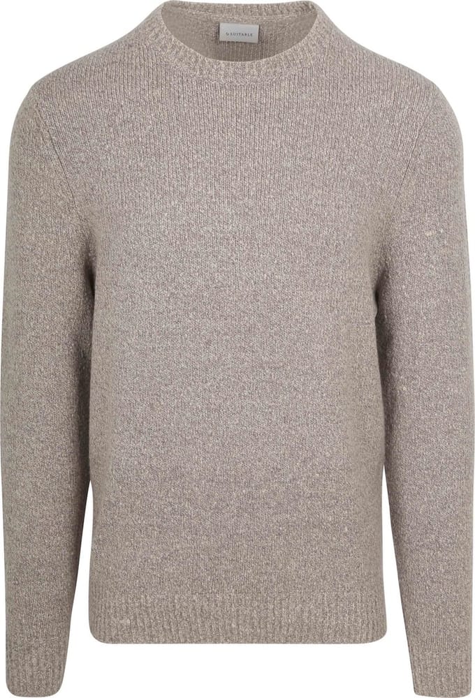 Suitable Pullover Boiled Wool Taupe - Maat XL - Heren - Sweater