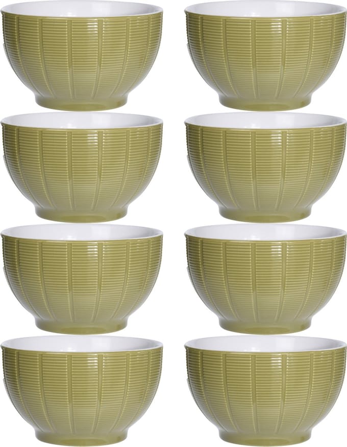Excellent Houseware Soepkommen/serveer schaaltjes - 8x - Venice - keramiek - D14 x H8 cm - groen