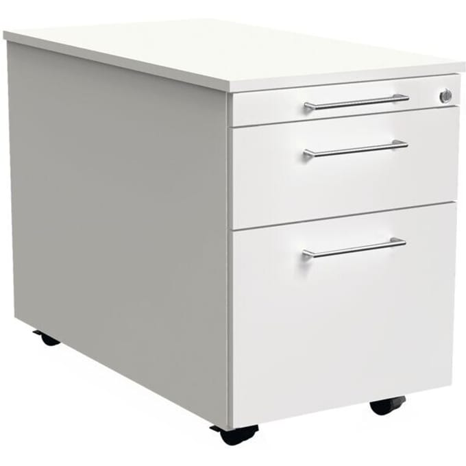 Verrijdbaar ladeblok Toledo, 2 laden, hangmappenlade, B 420 x D 800 x H 540 mm, afsluitbaar, wit