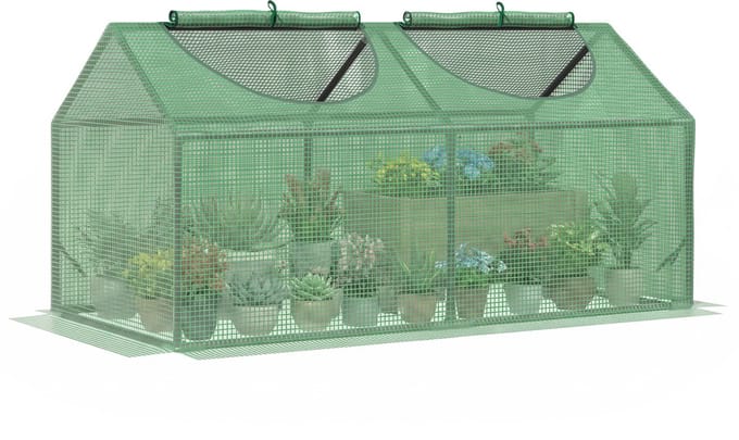 Outsunny - Kas - met 2 halfronde ramen - 120L x 60B x 60H cm - Groen