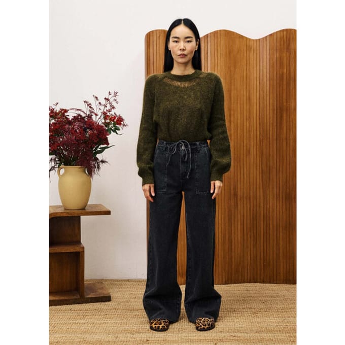 FRNCH Clarkia jeans wide-leg grote voorzakken zwart