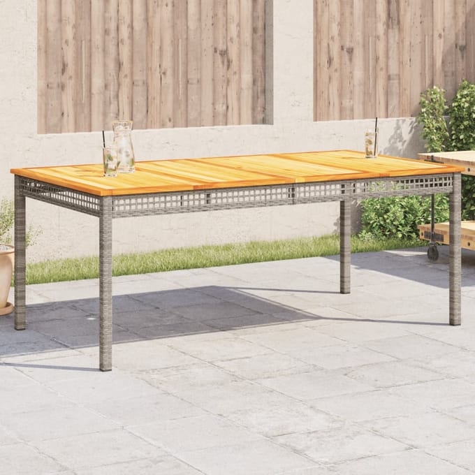 vidaXL - Tuintafel - 180x90x75 - cm - poly - rattan - en - acaciahout - grijs