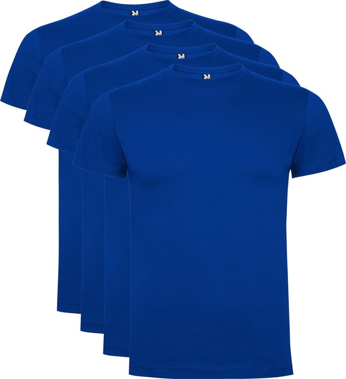 4 Pack Roly Atomic Basic T-Shirt 100% biologisch katoen Ronde hals Royal Blue Maat M