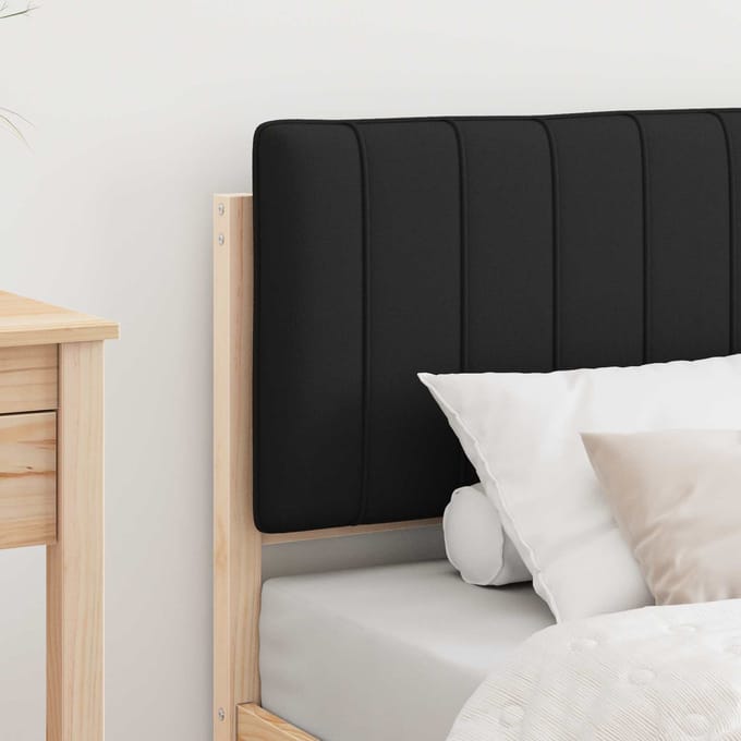 vidaXL - Bedframe - met - Gevoerde - Hoofdbord - Zwart - 80 - x - 200 - cm