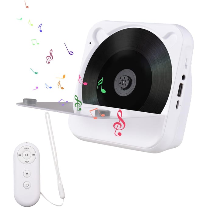 CD-speler met afstandsbediening BT Draagbare Desktop CD-speler voor thuis LED-scherm Ingebouwd wit
