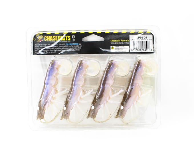 Chasebaits Curly Prawn 90 mm Zinkende Kunstaas 4 per Pak Parel Garnalen (4518)