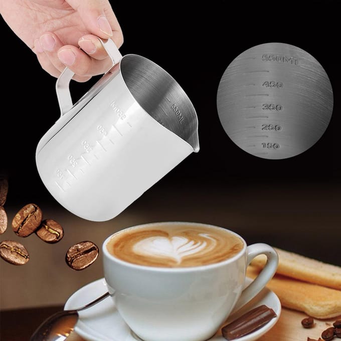 Roestvrijstalen Opschuimer Cappuccino Melkkan Melkopschuimkan Latte Art white