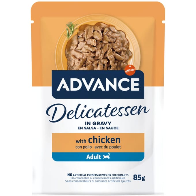 Voordeelpakket: 48x85g Advance Delicatessen in Saus Kip nat kattenvoer