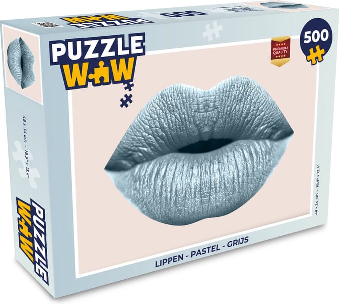 Puzzel Lippen - Pastel - Grijs - Legpuzzel - Puzzel 500 stukjes