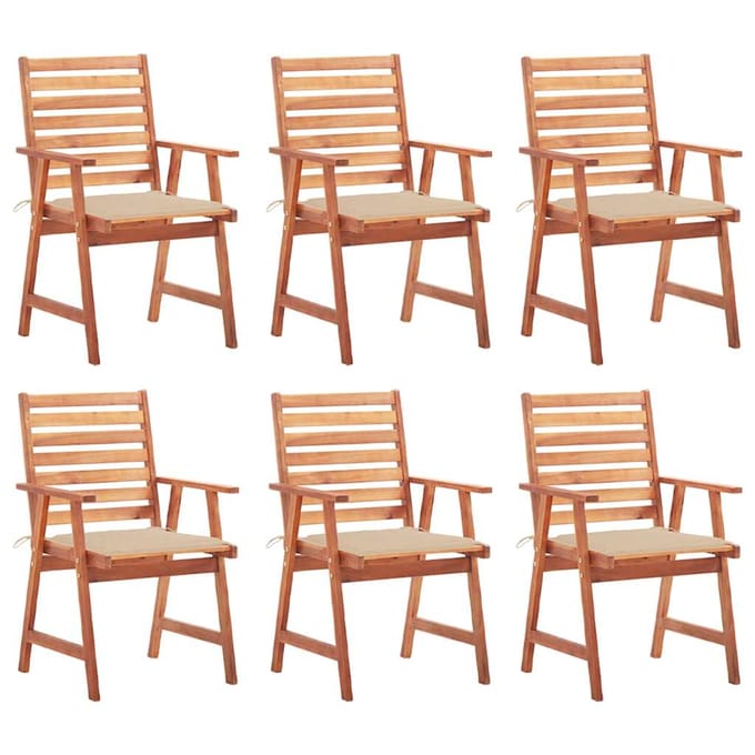 vidaXL - Tuinstoelen - 6 - st - met - kussens - massief - acaciahout