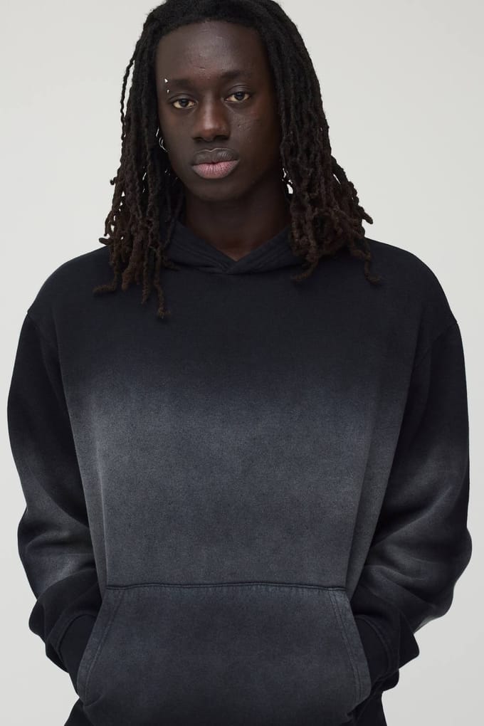 Oversized Panel Wash Trainingspak Met Capuchon | Black | Size Large