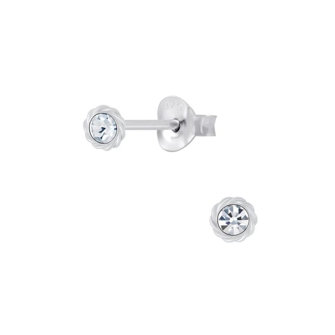 Joy|S - Zilveren mini kinderoorbellen - classic kristal - 3.5 mm