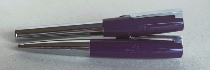 Faber-Castell - geschenkset vulpen en balpen - paars en chroom