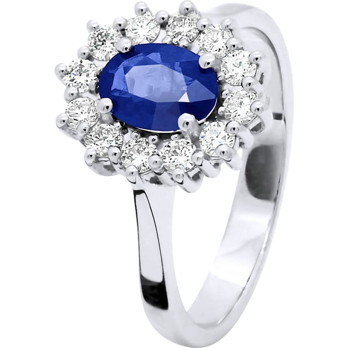 Luifel ring SAPPHIRE 1 Ct Diamonds 0,36 Cts 18K wit