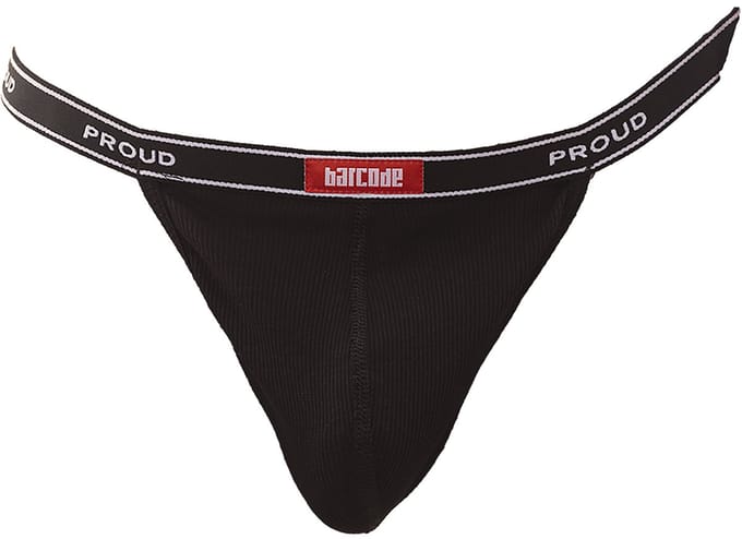 Barcode Berlin Rib Thong PROUD BOY Black - MAAT S - Heren Ondergoed - String voor Man - Mannen Thong