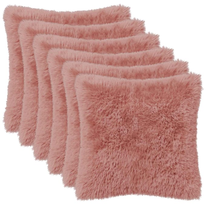 vidaXL - Kussensloop - 6 - pcs - HEERLEN - Roze - 30 - x - 30 - cm - PV - Fleece