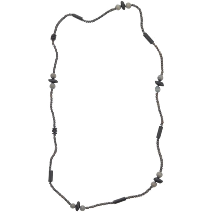 Behave – Lange ketting grijs antraciet – Vintage look – Boho stijlaccessoire