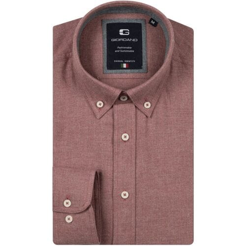 Giordano Overhemd Loretto Button-Down Melange Flanel Twill Deep Mauve / male