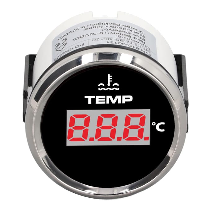 52mm 0‑120 celsius Digitale Watertemperatuurmeter Temp Meter IP67 Waterdicht Rood Achtergrondlicht voor Auto Camper Vrachtwagen Boot black