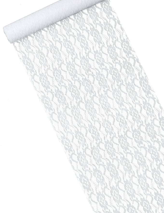 ARTYFETES - Wit kanten tafelloper 30 cm x 5 m romantische bruiloftsdecoratie