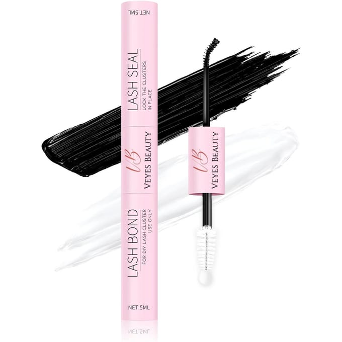 Veyesbeauty 2 in 1 Lash Bond & Sealant met Bolvormige Spoolie voor DIY Wimperextensions 10 ML zwart