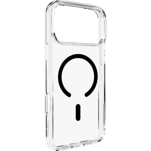 Puro Lite Mag TPU+PC Case Compatible with MagSafe for iPhone 17 Pro - Transparent with Black Ring