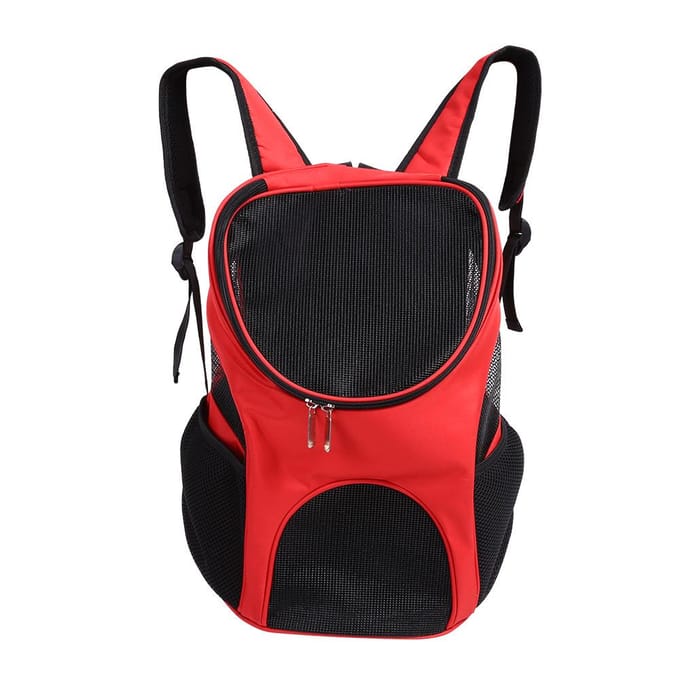 Buiten Kat Hond Huisdier Rugzak Reis Draagtas Geventileerd Mesh Dubbele Schoudertas(Rood) wit