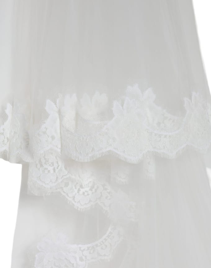 Witte Bloemen Kant Nylon Vloerlange Bruidsluier