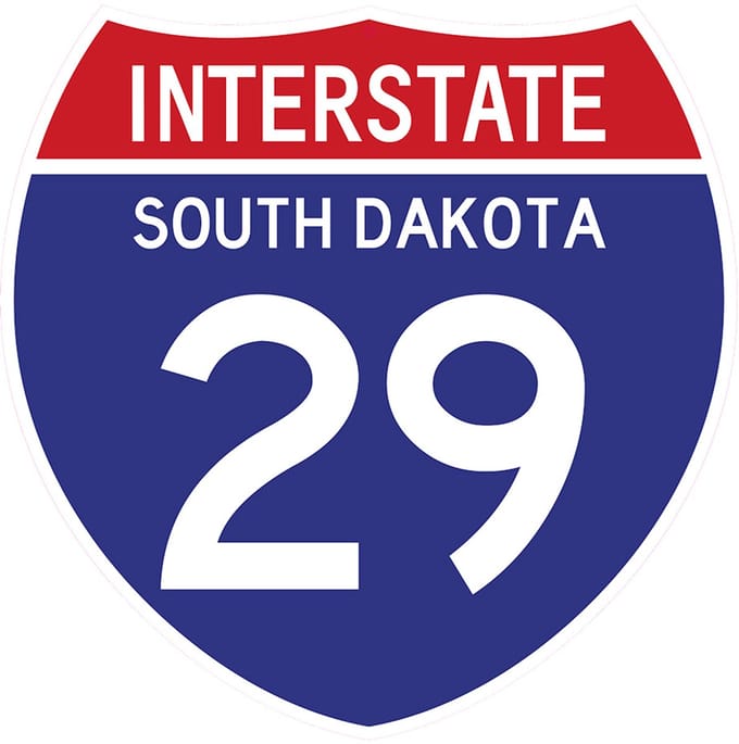 Signs USA - wandbord - dibond - Interstate 29 - South Dakota - 39 x 39 cm