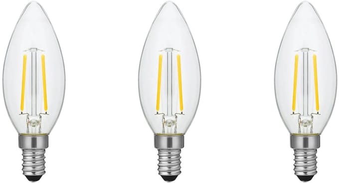 SPL E14 LED Lamp 2W Dimbaar - CRI 93 - Extra Warm Wit - 2500K - LED Filament Kaars C35 - Vervangt 16W - 3 Stuks
